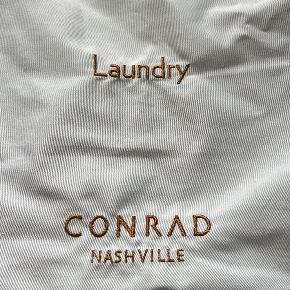 Conrad Nashville embroidered laundry bag twill drawstring white 15 x 22in